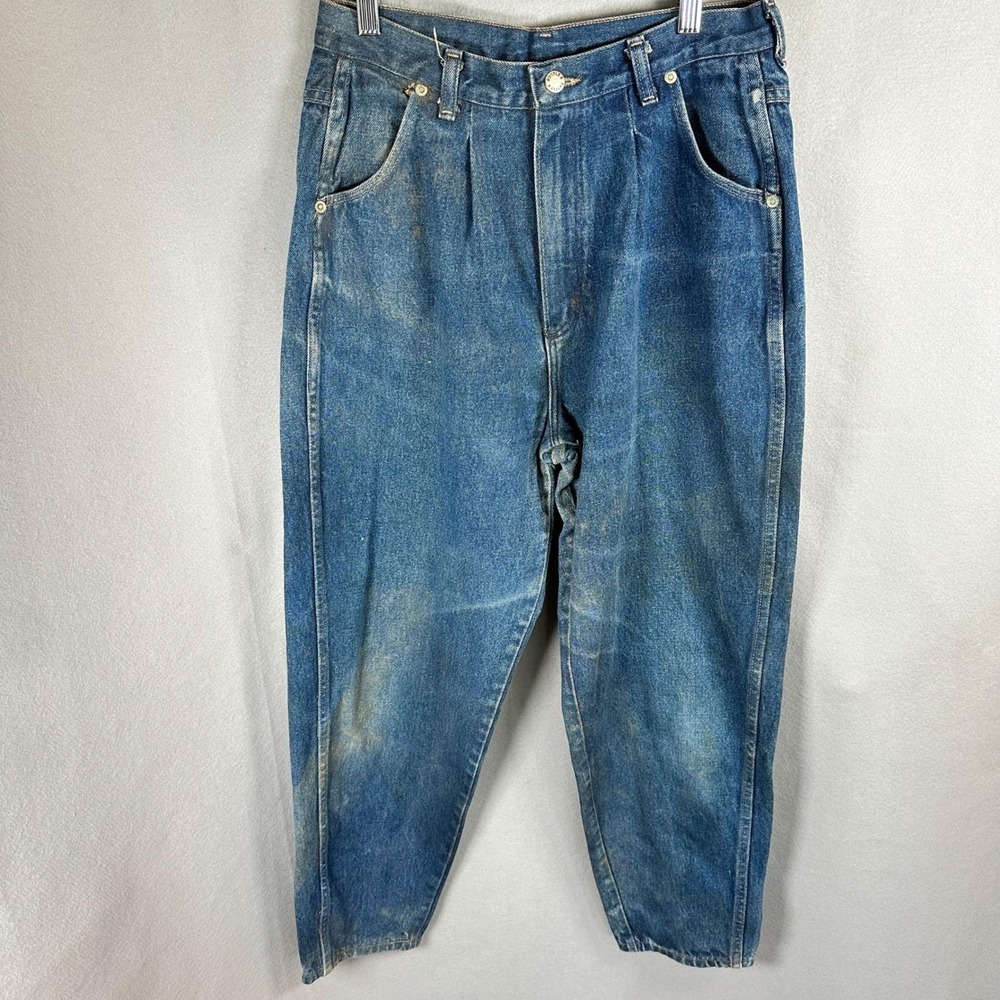 VTG Rustler Jeans Women 14 Tapered Medium Blue Pleated Denim Vintage GUC